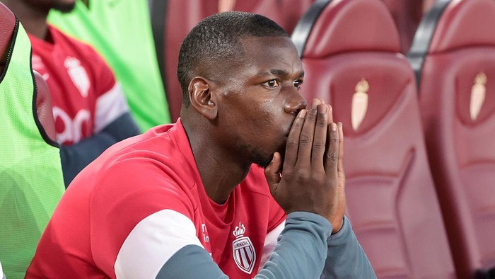 MONACO, MONACO - NOVEMBER 29: Paul Pogba of Monaco sits on the bench during the Ligue 1 McDonalds football match between AS Monaco (ASM) and Paris Saint-Germain (PSG) at Stade Louis II on November 29, 2025 in Monaco, Monaco. (Photo by Jean Catuffe/Getty Images)