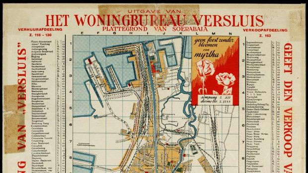 Peta pengelolaan sungai Surabaya untuk mencegah banjir pada 1930-1935.