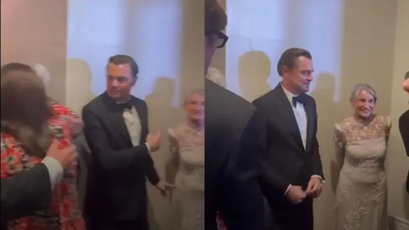 Momen canggung Leonardo DiCaprio dan ibu Jacob Elordi.