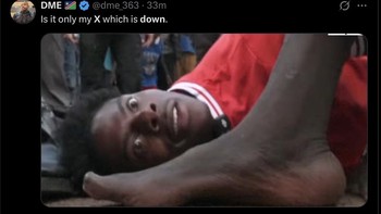 Ekspresi bengong khas meme ini jadi simbol warganet yang bertanya-tanya: “Cuma X gue doang yang error?” Foto: X.com