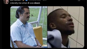 Perbandingan dua ekspresi ekstrem ini mewakili fase warganet saat X down: dari sabar, lalu pasrah. Foto: X.com