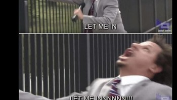 “Let me in!” Meme klasik ini menggambarkan pengguna X yang panik menekan tombol refresh saat layanan mendadak down. Foto: X.com