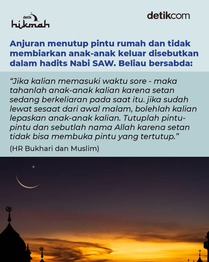 Infografis setan berkeliaran saat maghrib