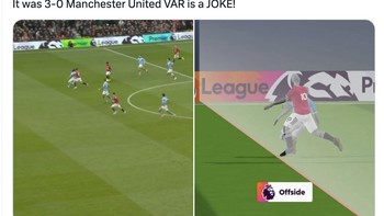 MU mencetak beberapa gol tapi tidak disahkan antara lain karena offside yang sangat tipis. Foto: X.com