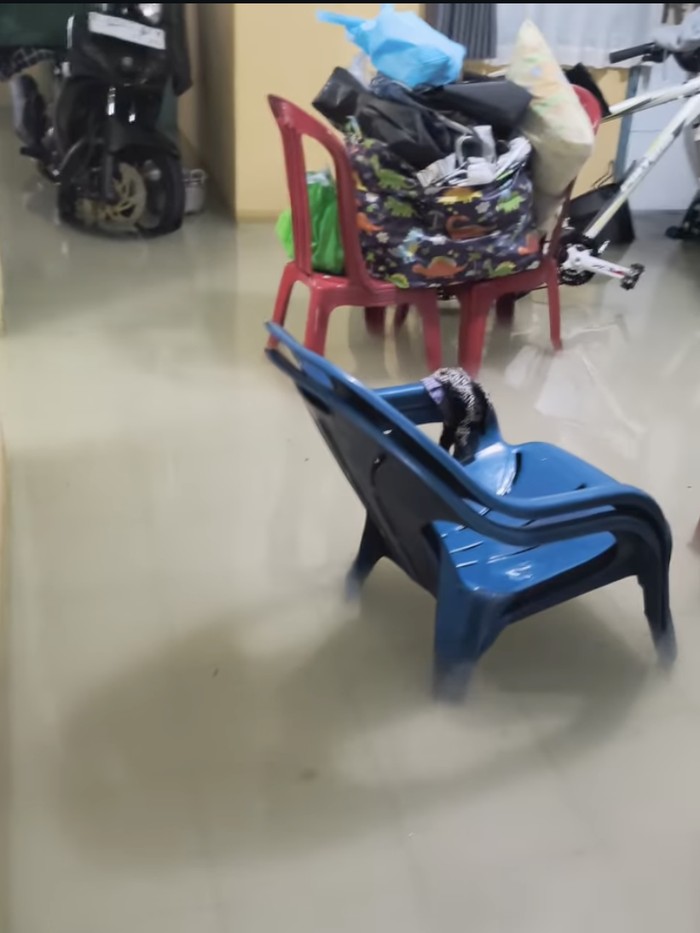Kondisi dalam rumah komika Bintang Timur saat banjir menerjang Bekasi.