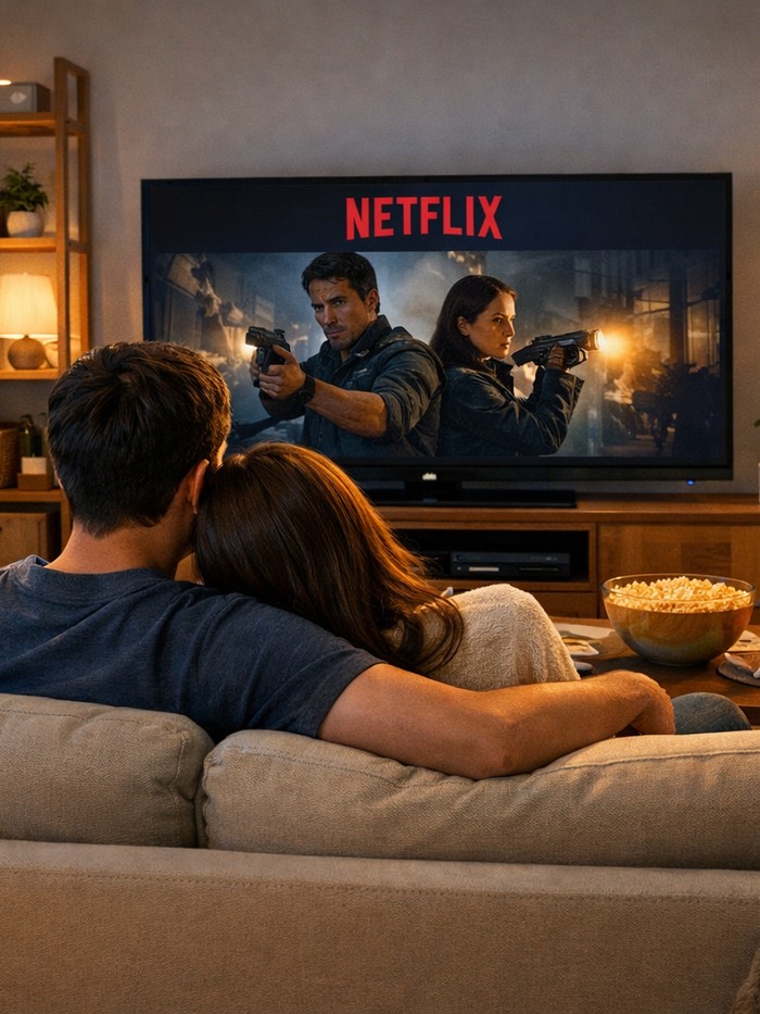 Ilustrasi Pasangan Nonton Netflix