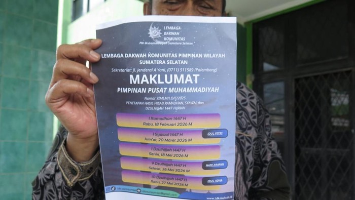 Muhammadiyah Sumsel tetapkan 1 Ramadan 1447 H pada 18 Februari 2026.