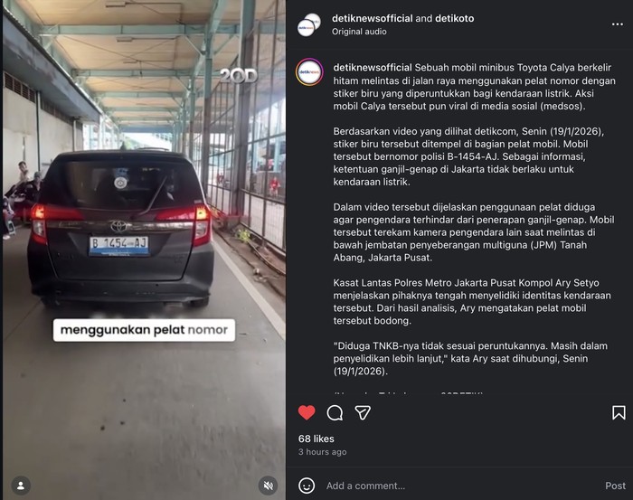 LCGC Pakai Pelat Biru ala Mobil Listrik, Diduga Pelat Nomor Palsu