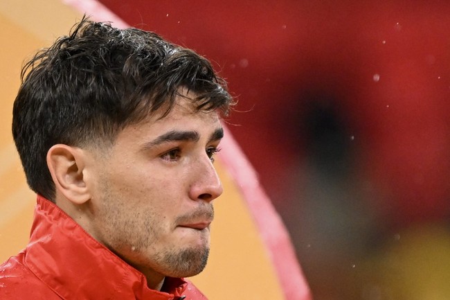 Brahim Diaz bermain sebagai sayap kanan untuk kesebelasan Maroko di Piala Dunia 2026. Foto: AFP/SEBASTIEN BOZON