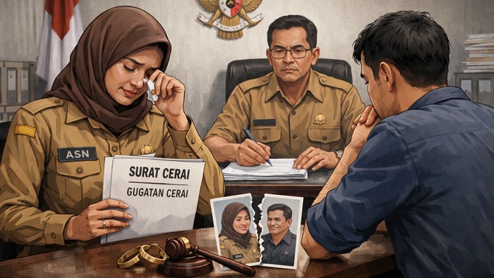 Ilustrasi ASN ajukan gugatan cerai. (Chat GPT)