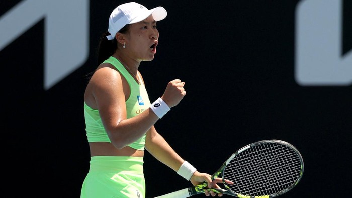 Tennis - Australian Open - Melbourne Park, Melbourne, Australia - January 20, 2026 Indonesias Janice Tjen reacts during her first round match against Canadas Leylah Fernandez REUTERS/Hollie Adams