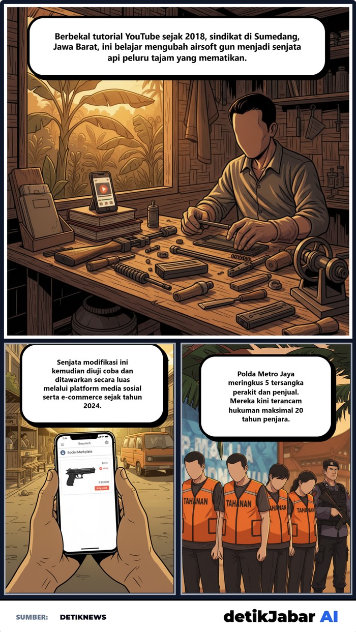 Modal YouTube, Sindikat Sumedang Rakit Airsoft Gun Jadi Senpi