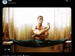 Arsenal diibaratkan Jean-Claude Van Damme yang jago split. Foto: dok. Internet/X (Twitter)