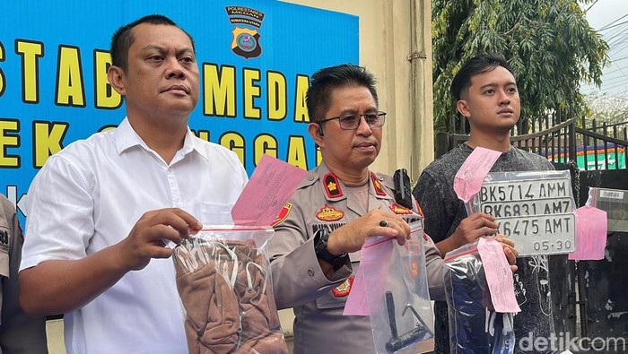 Kapolsek Sunggal Kompol Yunus saat konferensi pers. (Foto: Finta Rahyuni/detikSumut)