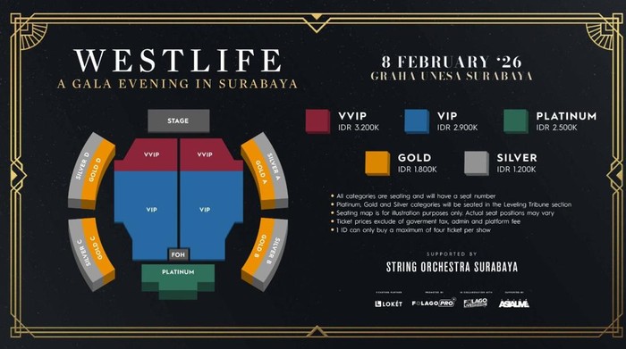 Venue dan Seating Plan Konser Westlife di Surabaya
