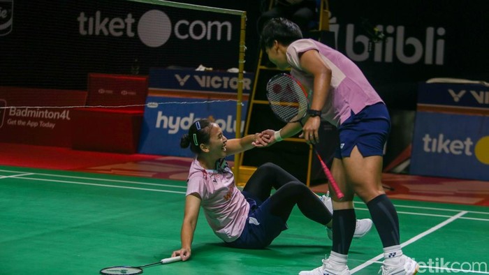 Ana/Trias bertanding melawan wakil Jepang Arisa Igarashi/Miyu Takahashi dalam babak 16 besar Indonesia Masters 2026 di Istora Senayan, Jakarta, Kamis (22/1/2026).