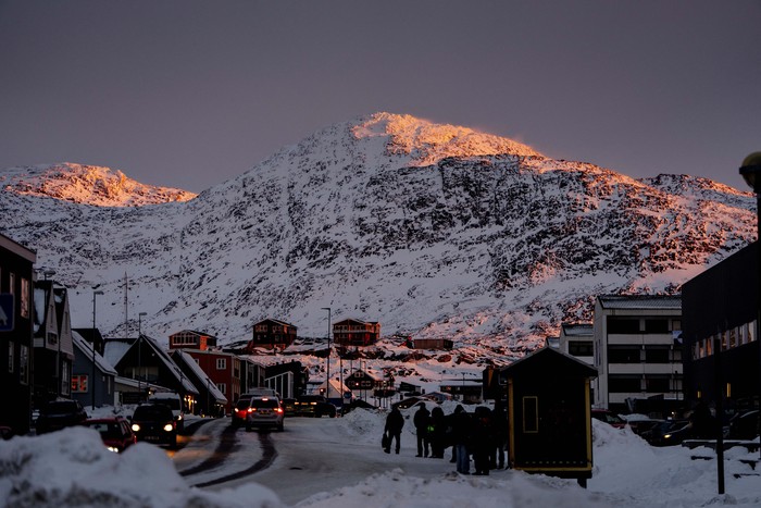 Sunset over Nuuk, Greenland, January 21, 2026. Mads Claus Rasmussen/Ritzau Scanpix/via REUTERS    ATTENTION EDITORS - THIS IMAGE WAS PROVIDED BY A THIRD PARTY. DENMARK OUT. NO COMMERCIAL OR EDITORIAL SALES IN DENMARK.