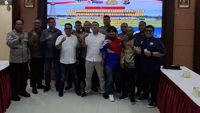 Silaturahmi perwakilan Brajamusti dan Bonek di Kota Jogja, Kamis (22/1/2026).