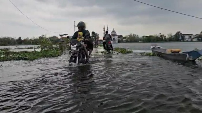 Banjir akibat luapan Bengawan Njero Lamongan