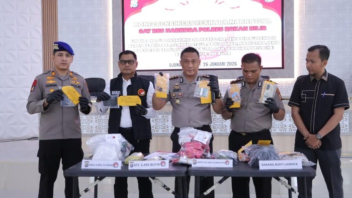 Polres Rohil Gulung Jaringan Narkoba Internasional, Sita Sabu 3,9 Kg
