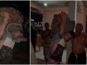 Kapok! Pria Maling Tetangga Sendiri Diarak Keliling Desa Sambil Panggul Sawit