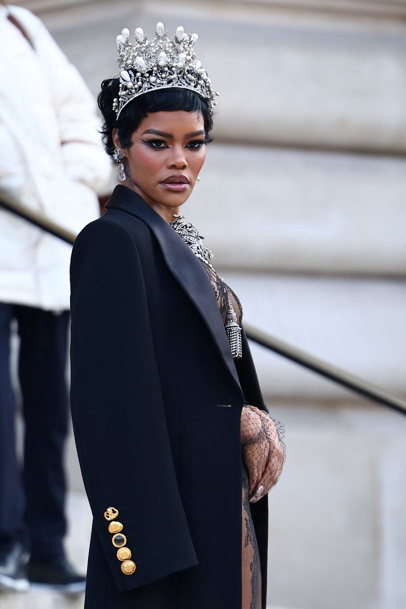 Teyana Taylor arrives to attend the Schiaparelli Haute Couture Spring/Summer 2026 collection show in Paris, France, January 26, 2026. REUTERS/Abdul Saboor