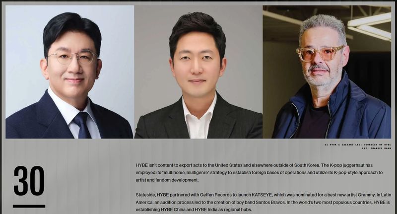 Billboard Power 100 Eksekutif HYBE masuk daftar Billboard Power 100 tahun 2026.