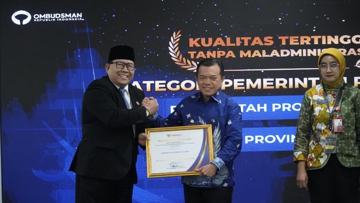 Tanpa Maladministrasi, Pemprov Jambi Raih Opini Tertinggi Ombudsman
