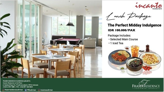 Lunch package Incanto Restaurant