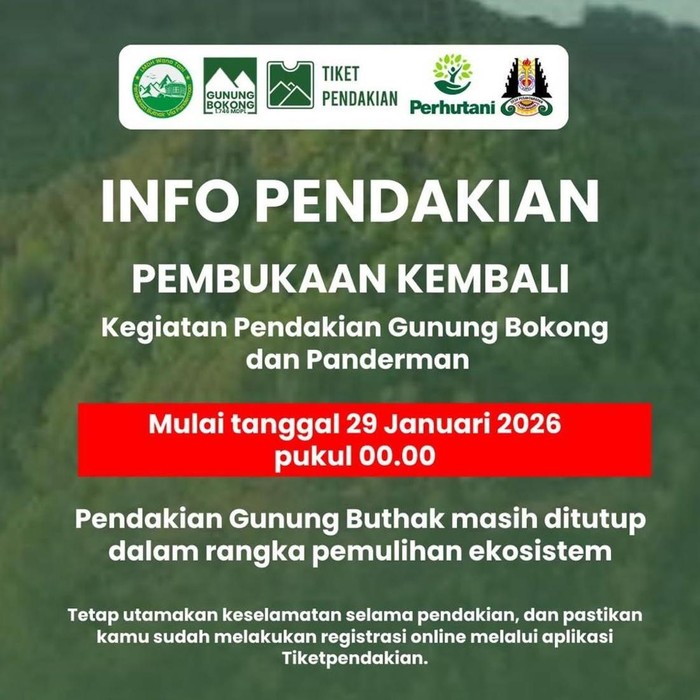 Jalur pendakian gunung Bokong dan gunung Panderman kembali dibuka