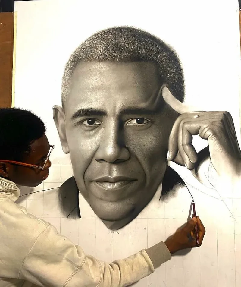 Gambar hyperrealism yang belum selesai ini membuat penggemar seni berdecak kagum. Cantik banget.