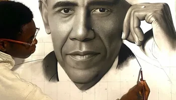 Barack Obama, Presiden ke-44 Amerika Serikat. Foto: Mayor arts via Bored Panda