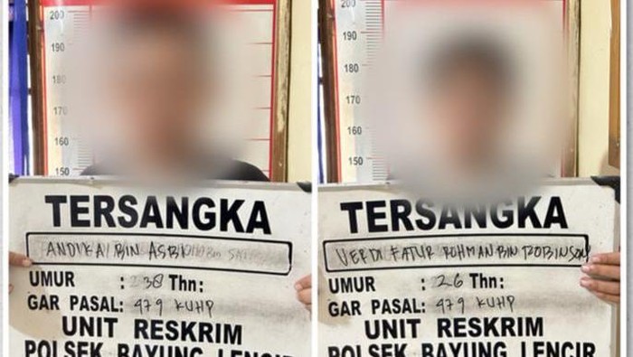 Dua pelaku yang jambret emak-emak di Muba saat diamankan polisi