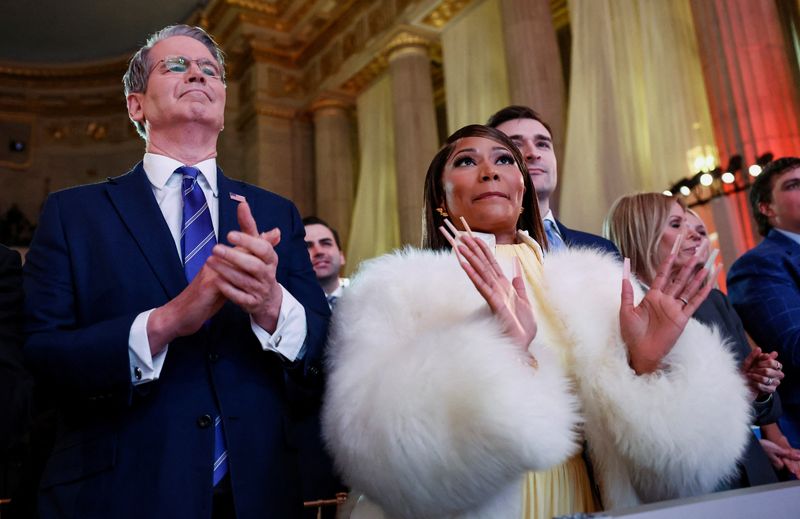 Musician Nicki Minaj stands onstage during the U.S. Treasury Department's Trump Accounts Summit, in Washington, D.C., U.S., January 28, 2026. REUTERS/Kevin Lamarque