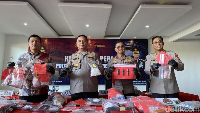 Kapolda Babel Irjen Pol Viktor T Sihombing saat pres rilis di Mapolda.