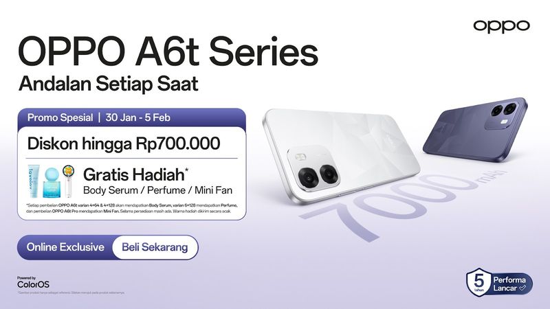 OPPO A6t Series Meluncur, Hadirkan Baterai Badak 7000mAh & 45W SUPERVOOC