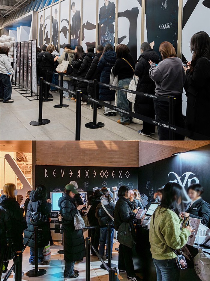 Potret EXO-L mengunjungi pop up store EXO REVERXE THE WORLD di The Hyundai Seoul B1 Event Plaza in Yeongdeungpo-gu, Seoul, pada 20-27 Januari lalu.