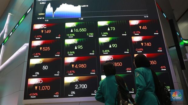Suasana layar digital pergerakan harga saham di Bursa Efek Indonesia, Jakarta, Jumat (30/1/2026). (CNBC Indonesia/Muhammad Sabki) Suasana layar digital pergerakan harga saham di Bursa Efek Indonesia, Jakarta, Jumat (30/1/2026). (CNBC Indonesia/Muhammad Sabki)