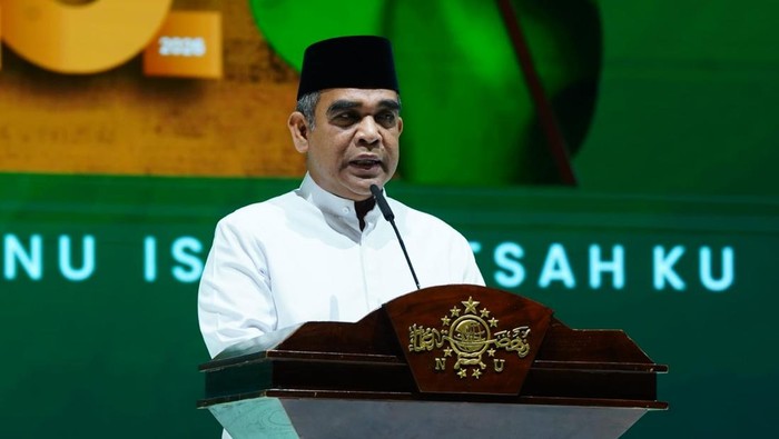 Katua MPR RI Ahmad Muzani dalam acara Harlah ke-100 Tahun Masehi NU di Istora Senayan, Jakarta, Sabtu (31/1/2026).