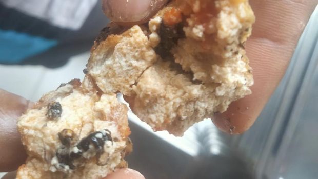 Menu tahu MBG yang ditemukan berulat di Bima, Sabtu (31/1/2026).