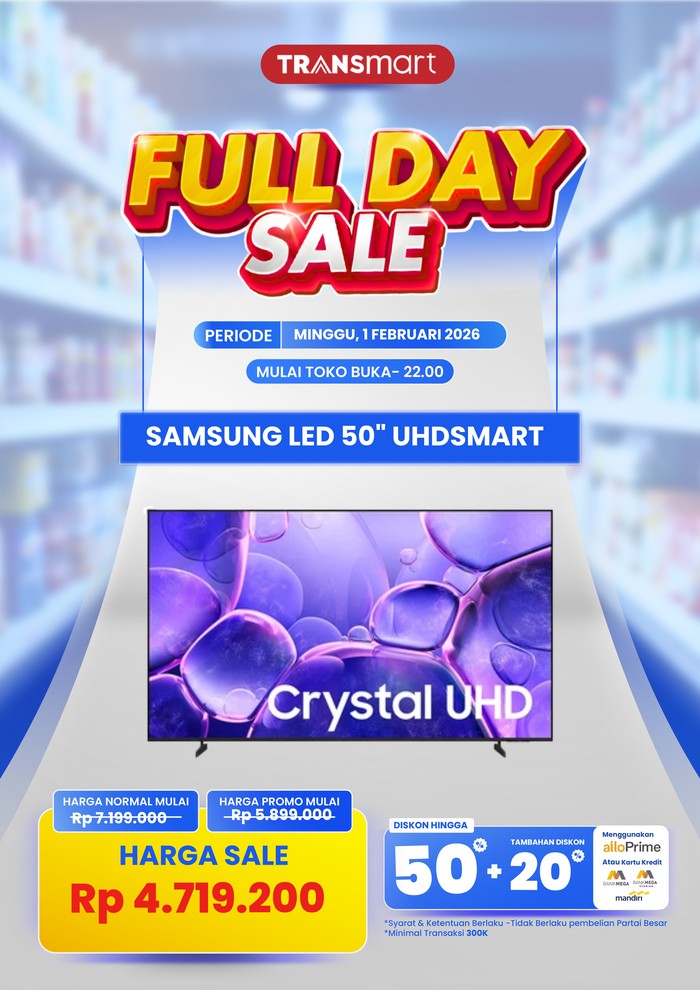 Smart TV 50 Inch Banting Harga di Transmart Full Day Sale!