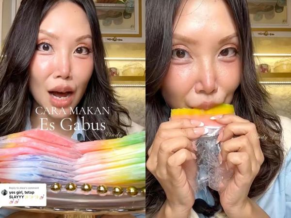 Begini Nih Cara Makan Es Gabus agar Tetap Slay ala Vindy Lee