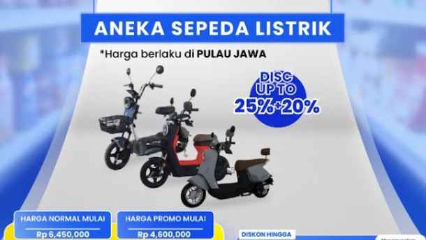 Lebih Hemat Belanja Sepeda Listrik di Transmart, Diskon Rp 2,7 Juta