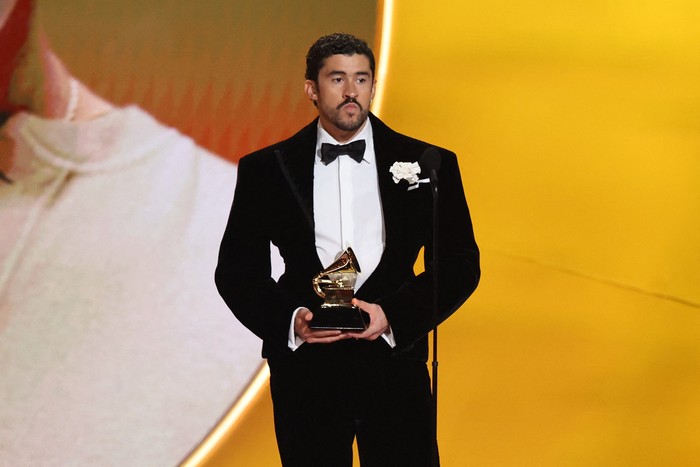 Bad Bunny accepts the award for Best Musica Urbana Album for Debi Tirar Mas Fotos during the 68th Annual Grammy Awards in Los Angeles, California, U.S., February 1, 2026. REUTERS/Daniel Cole