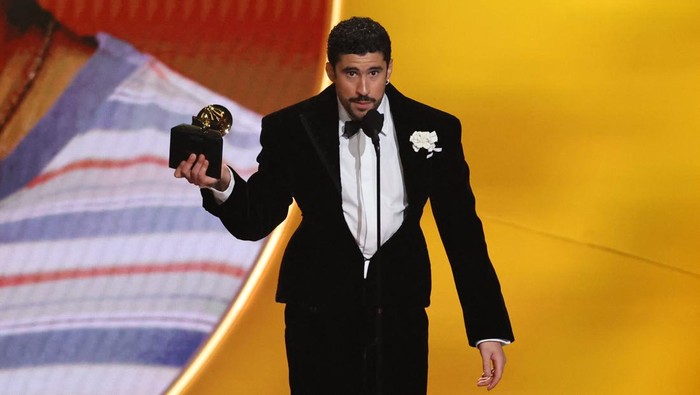Bad Bunny accepts the award for Album of the Year for 