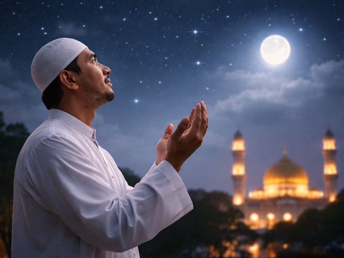 Ilustrasi berdoa di malam Nisfu Syakban.
