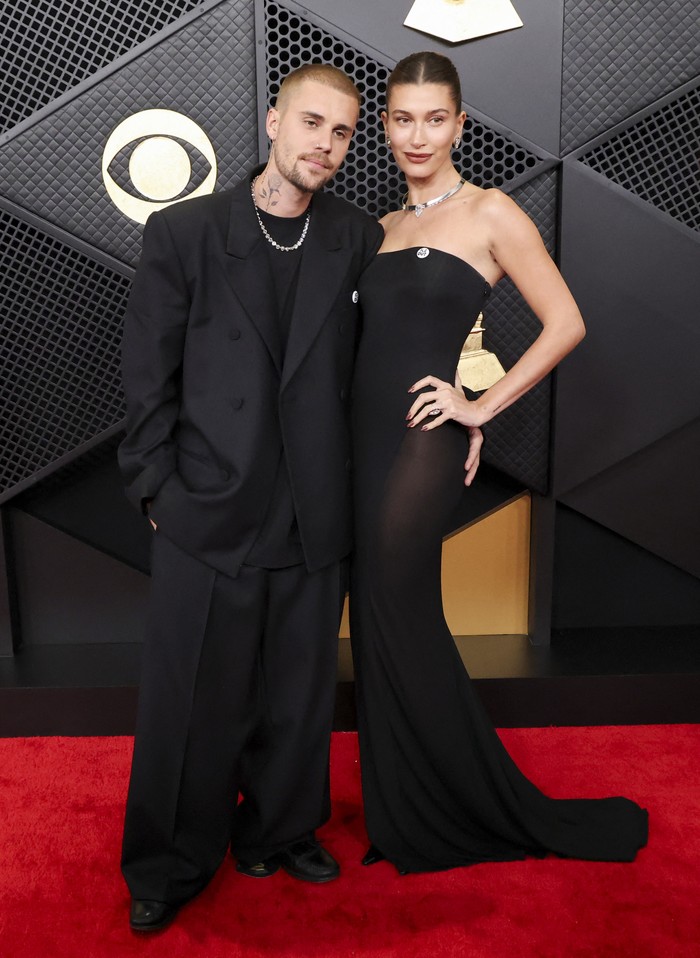 Justin Bieber and his wife Hailey Bieber pose at the red carpet during the 68th Annual Grammy Awards in Los Angeles, California, U.S., February 1, 2026. REUTERS/Mario Anzuoni