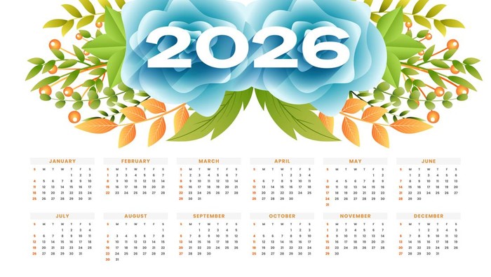 Ilustrasi kalender 2026.