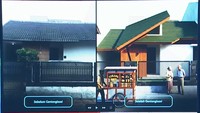 Dalam paparan Presiden Prabowo Subianto di acara Taklimat Presiden RI pada Rakornas Pemerintah Pusat dan Daerah Tahun 2026, tampak sebuah gambar before-after Gentengisasi. Foto: tangkapan layar YouTube Sekretariat Presiden