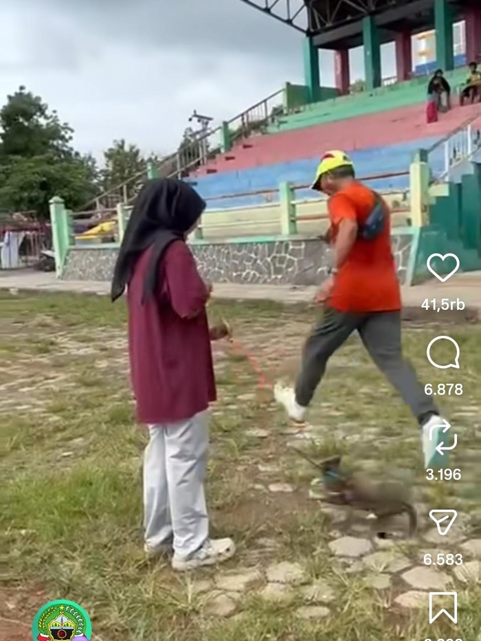 Tangkapan layar memerlihatkan seekor kucing ditendang pria yang sedang jogging di Lapangan Kridosono Blora. Foto diunggah Senin (2/2/2026).